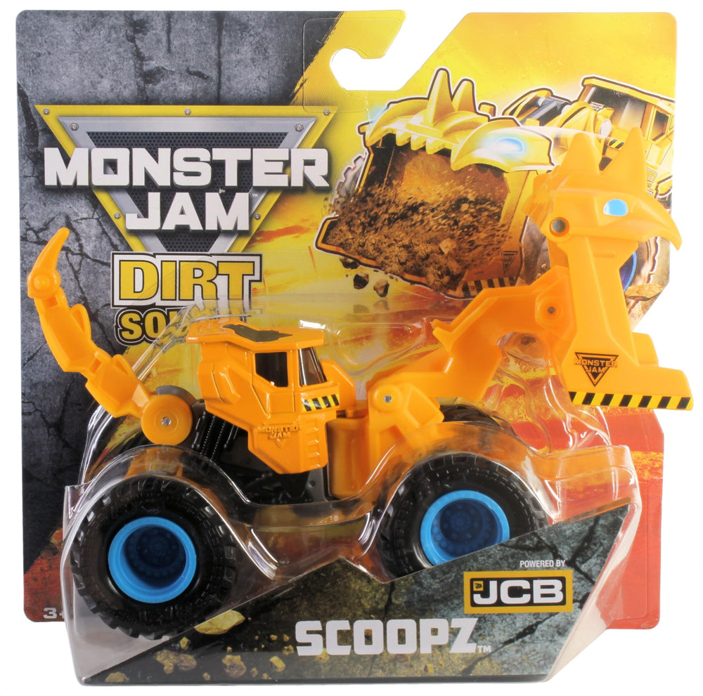 Monster Jam Scoopz front view shows rugged design for action-packed play