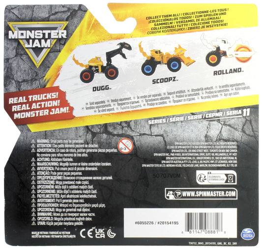 Monster Jam Scoopz side detail highlights oversized wheels for stunts