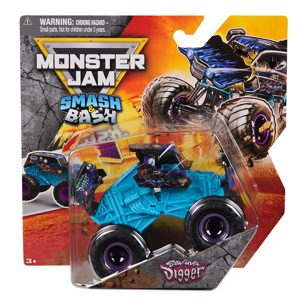 Monster Jam Smash and Bash Son-uva Digger 164-scale die-cast truck for play and display