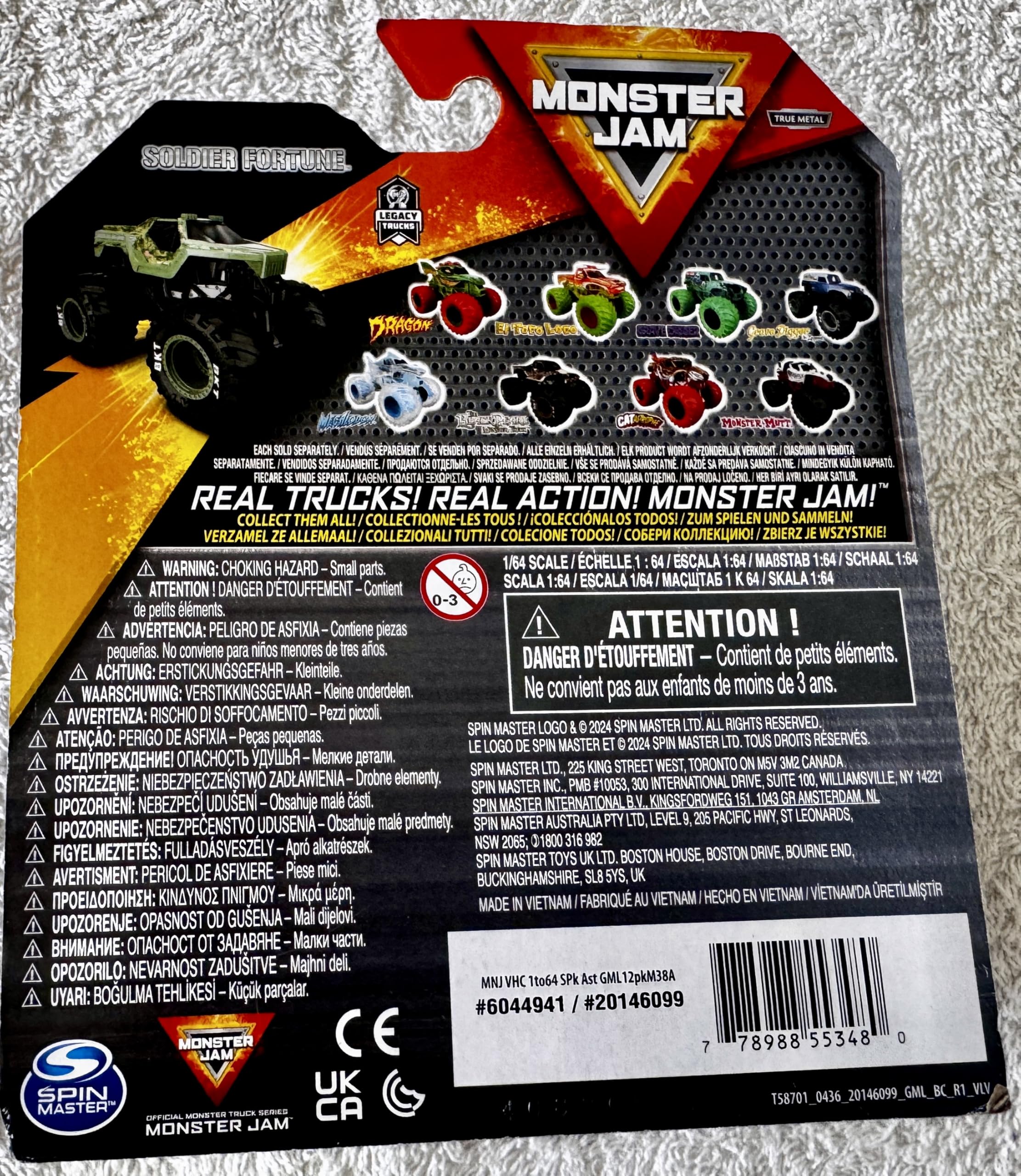 Monster Jam Soldier Fortune 1:64 display-ready die-cast for collectors.