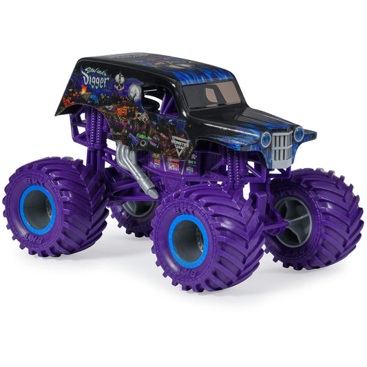 Monster Jam Son-uva Digger 1:24 side profile showing dynamic pose for imaginative racing.