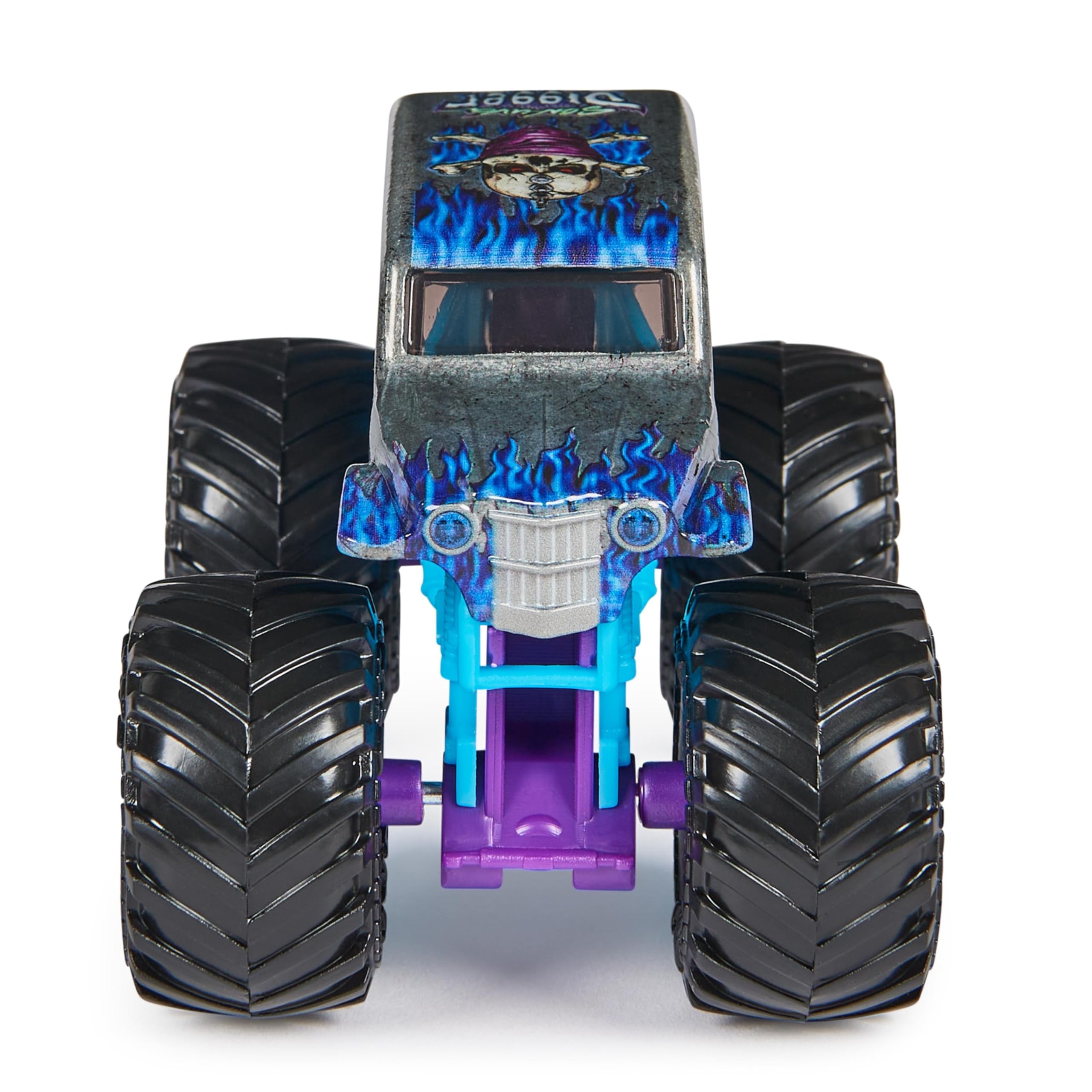 Monster Jam Son-uva Digger detailed graphics close-up with vivid decals and styling.