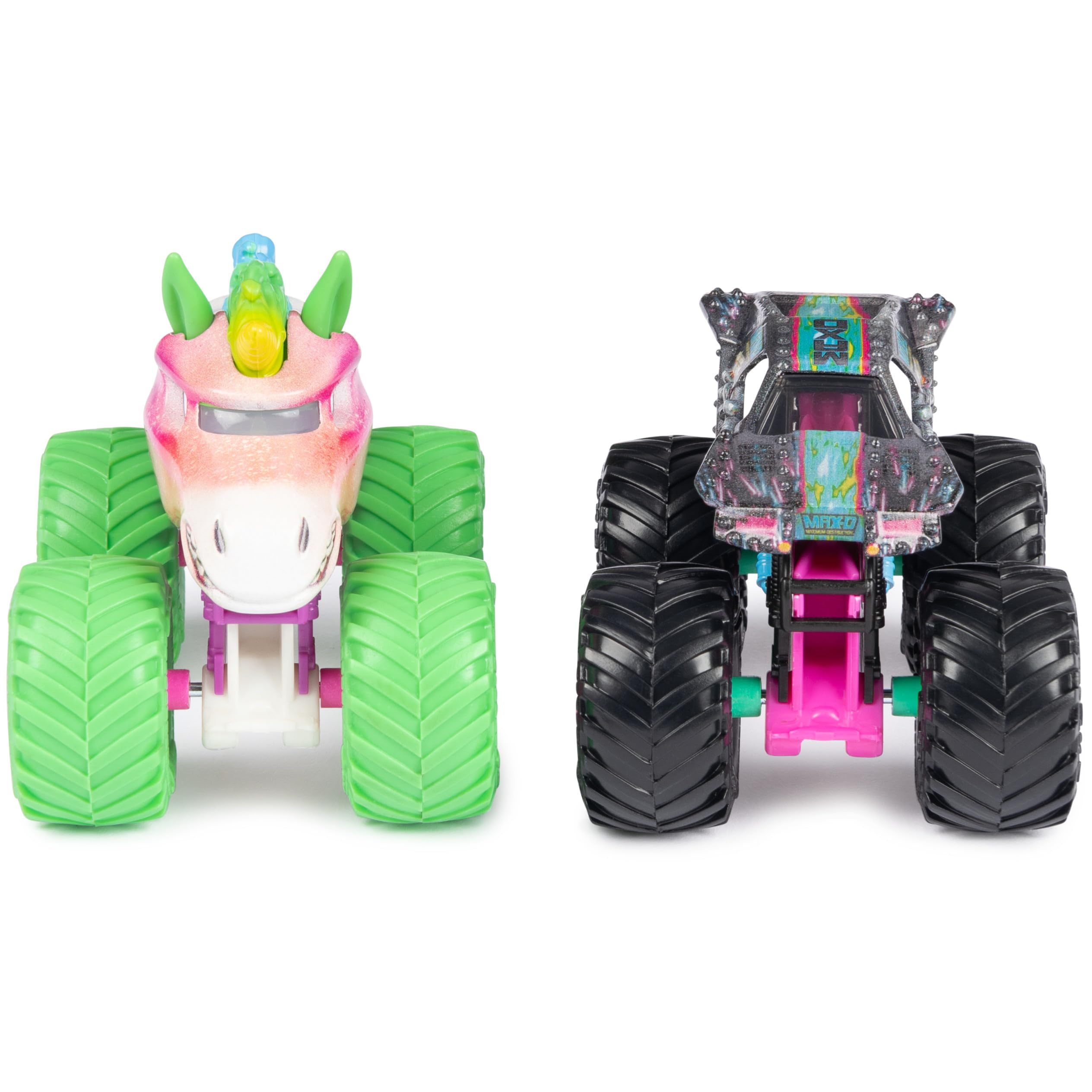 Monster Jam Sparkle Smash Neon side view highlights chassis