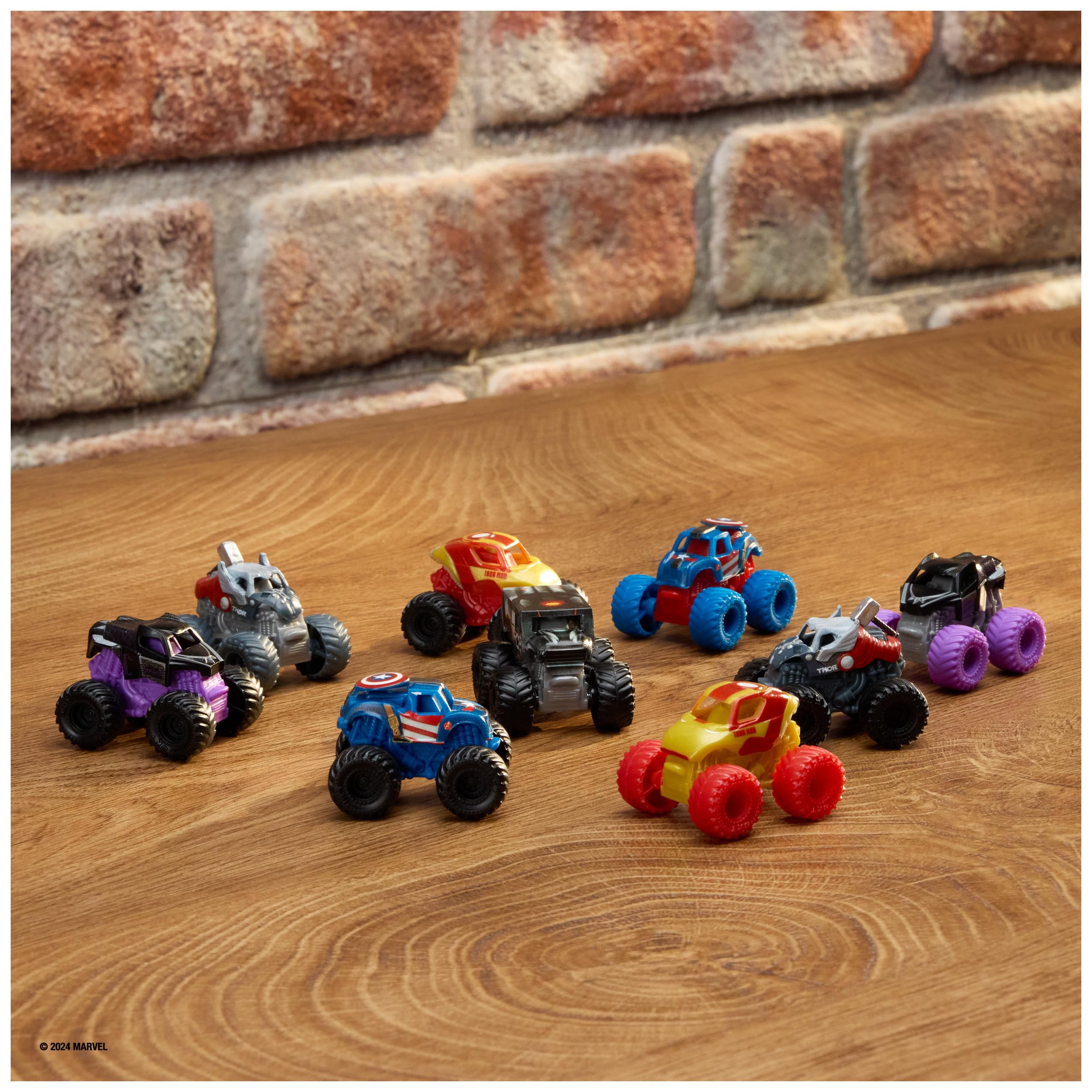 Monster Jam Spider-Man wheel detail demonstrates durable die-cast construction