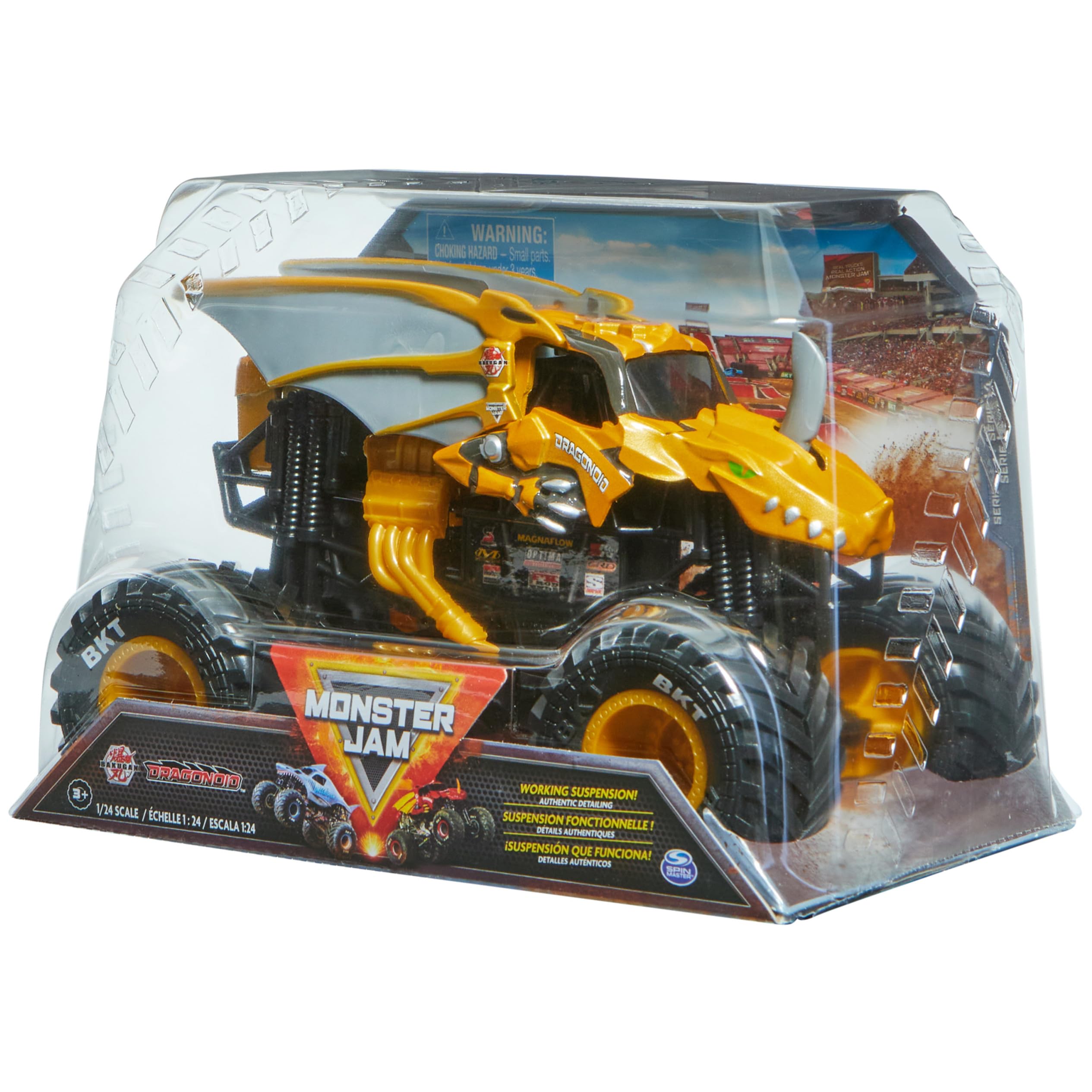 Monster Jam die-cast vehicle ready for playdates and showpiece display.
