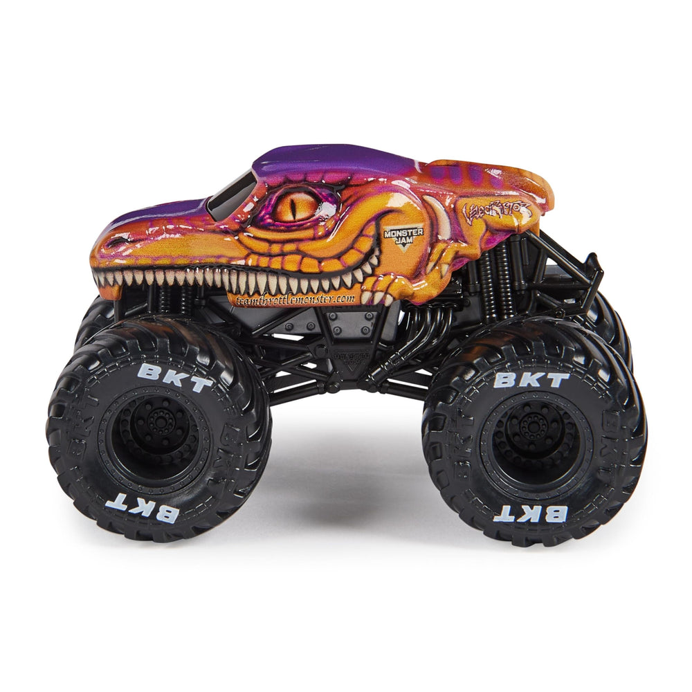 Monster Jam Velociraptor detailed graphics emphasize realism and appeal.