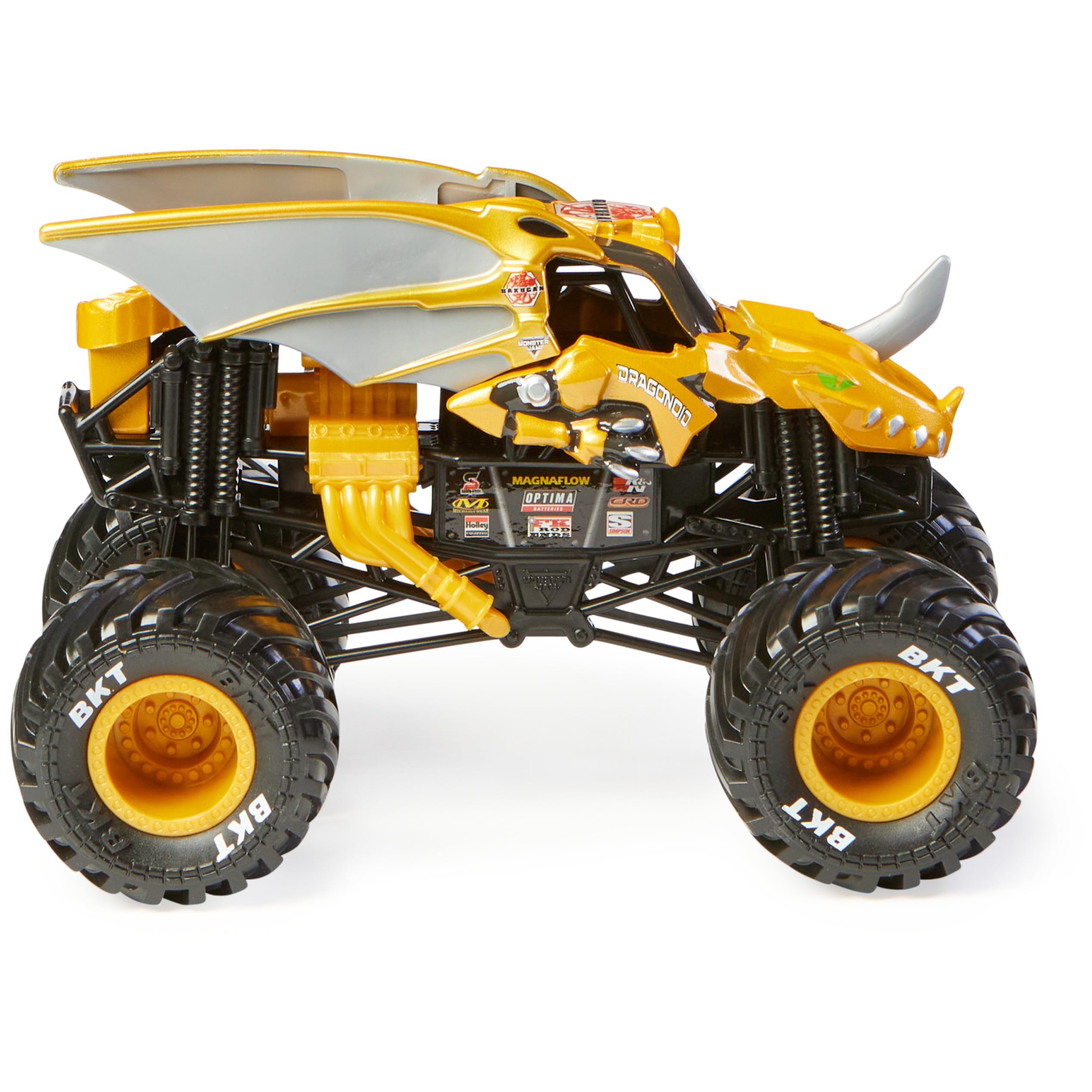 Monster Jam working suspension absorbs shocks for smoother jumps.
