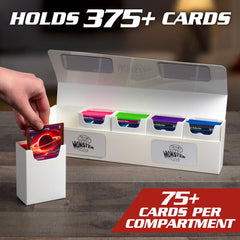 Monster Protectors Hydra XL deck box interior with five dividers keeps decks separated.