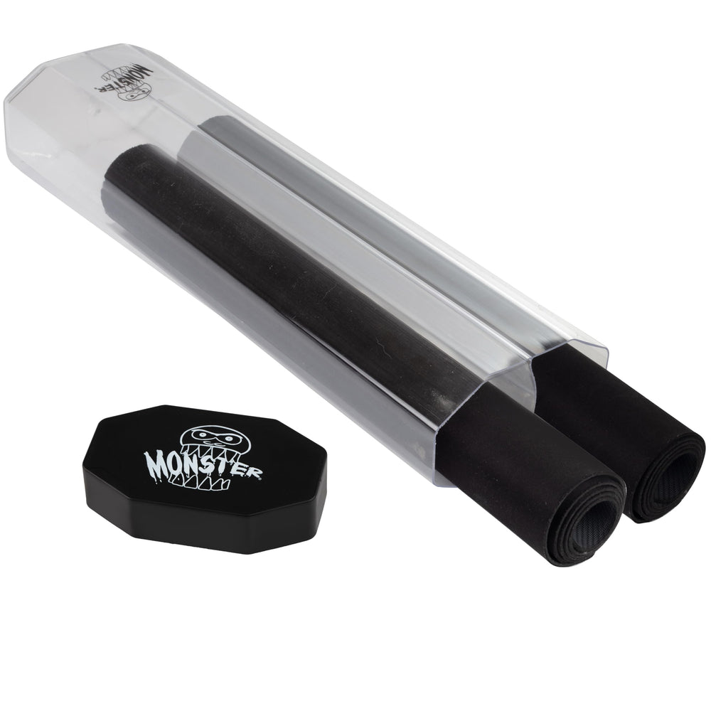 Monster Protectors Prism Dual Playmat Tube in black holds two mats for travel and storage.