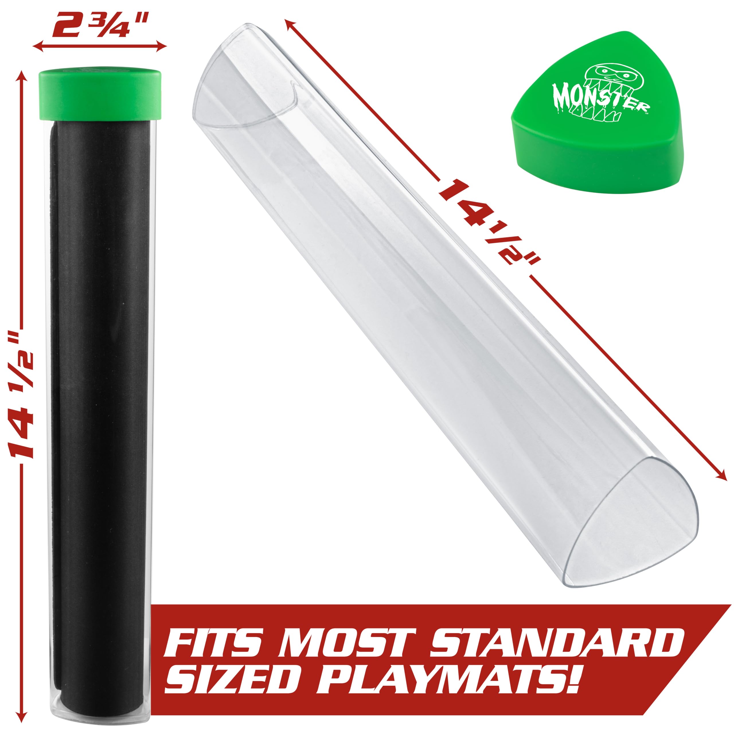 Monster Protectors Prism Playmat Tube cap features the Monster logo for branding