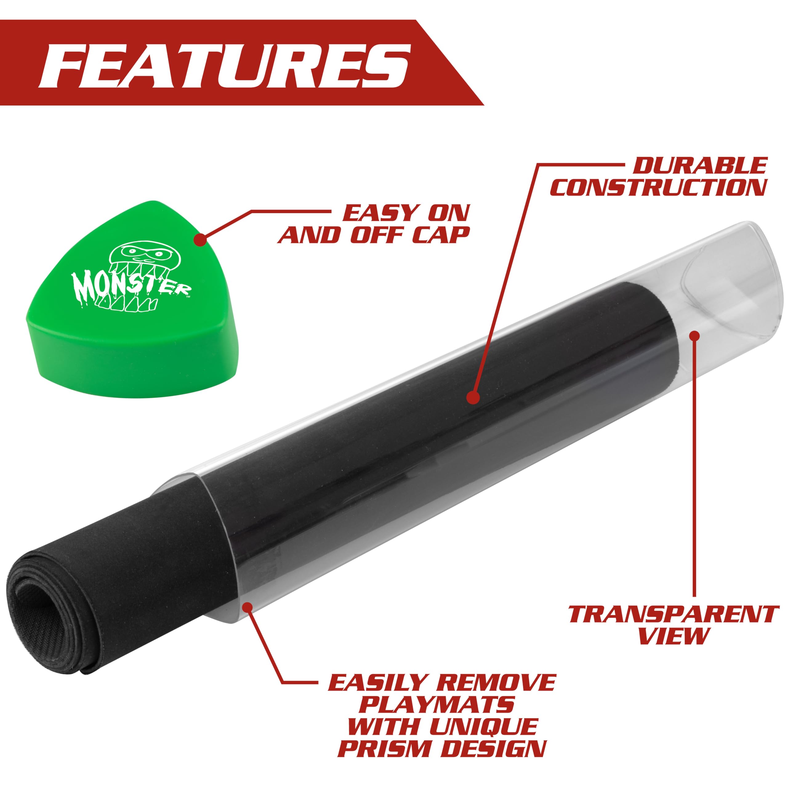 Monster Protectors Prism Playmat Tube green body shows durable construction for mats