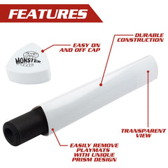 Monster Protectors prism playmat tube features a triangular design that prevents rolling.