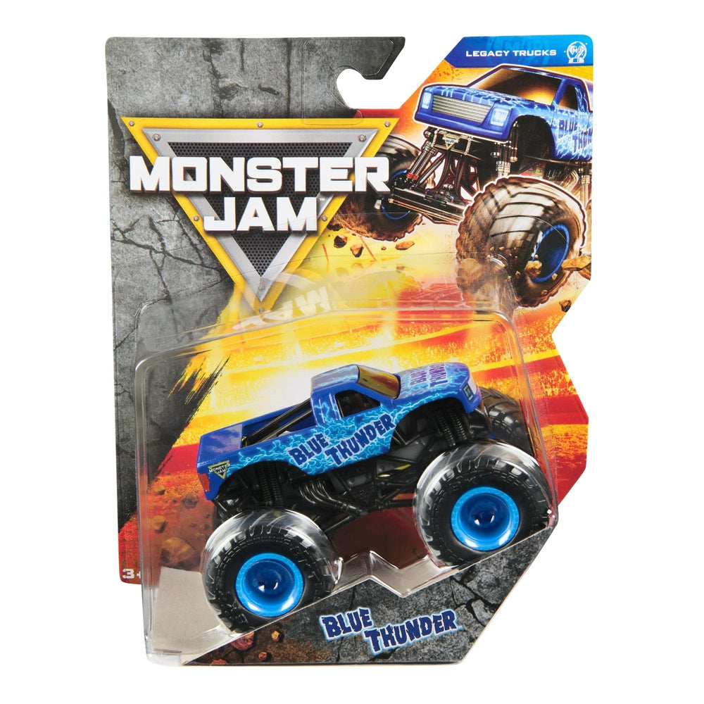 Monster Jam Blue Thunder front view with authentic 1:64 scale detail