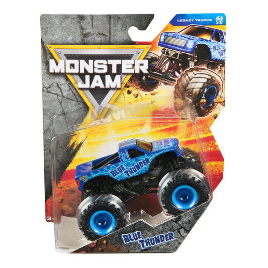 Monster Jam Blue Thunder front view with authentic 1:64 scale detail