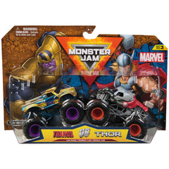 Monster Jam Captain America vs Black Panther die-cast trucks ready for epic battles