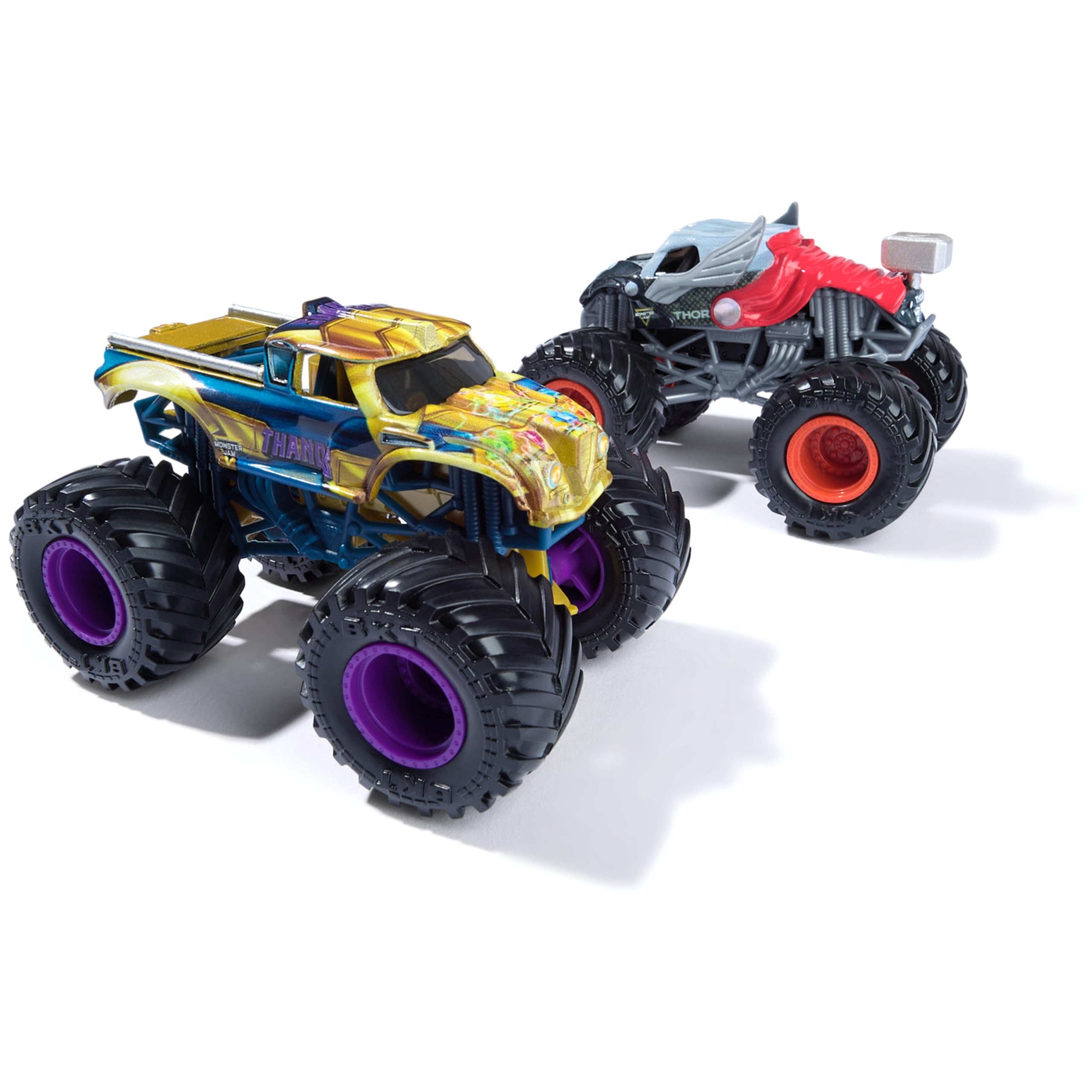 Monster Jam Iron Man vs War Machine die-cast trucks for heroic battles
