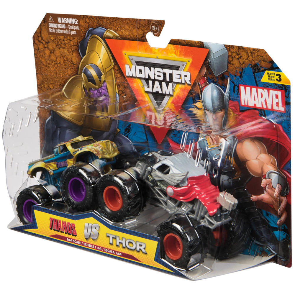 Gift-ready Marvel Monster Jam 1:64 packs for kids ages 3 and up