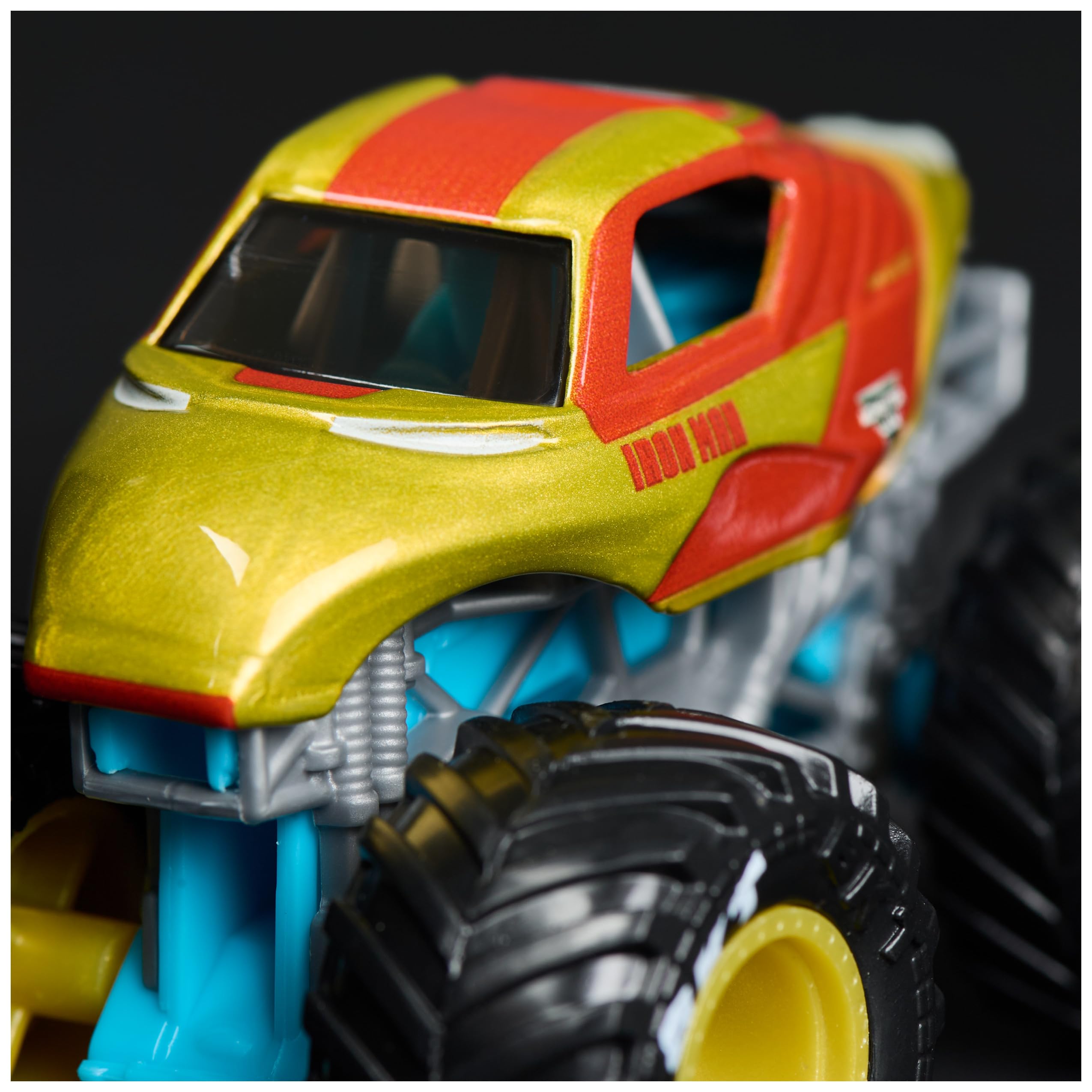 Monster Jam Marvel Iron Man detailed die-cast with BKT tires for an authentic look.