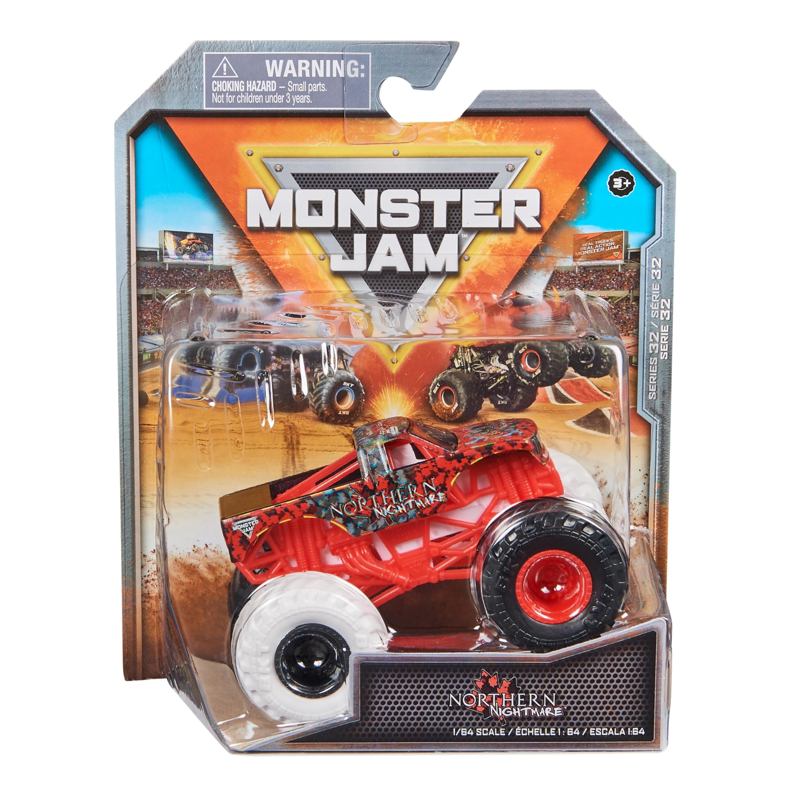 Monster Jam Northern Nightmare 1:64 diecast truck with authentic graphics and official BKT tires.