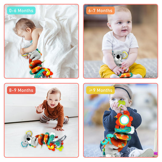 MONSTIME koala car seat toy featuring lion and mirror for focused attention