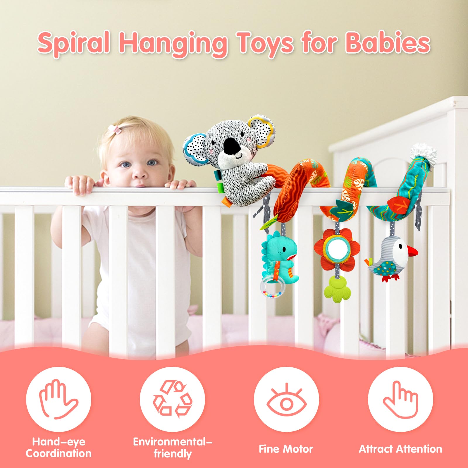 MONSTIME koala car seat toy woodpecker bell for gentle auditory cues