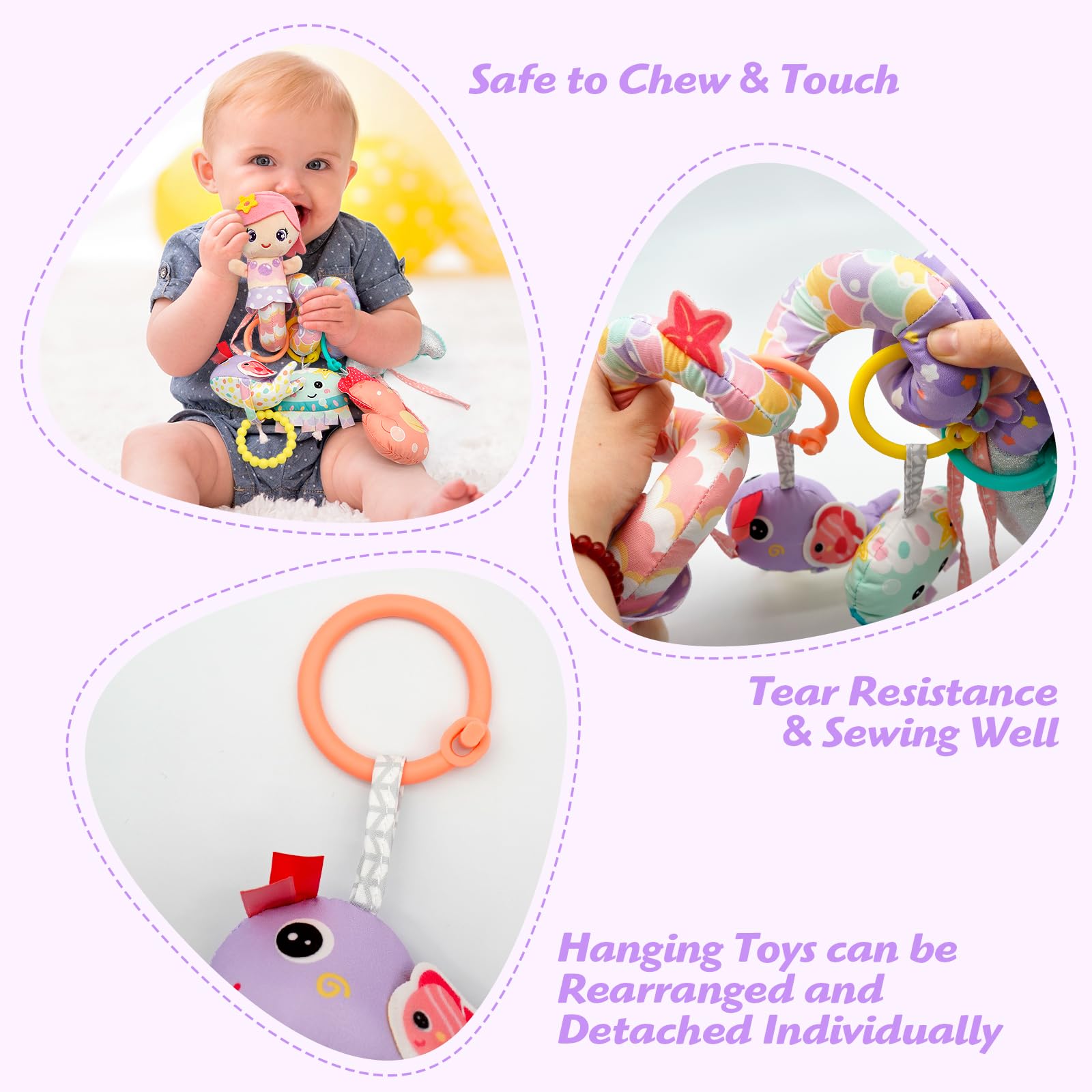 MONSTIME rainbow ribbons stimulate visual tracking with bold colors.