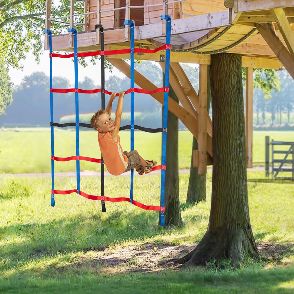 Mont Pleasant adjustable delta buckles enable quick mounting on jungle gyms.