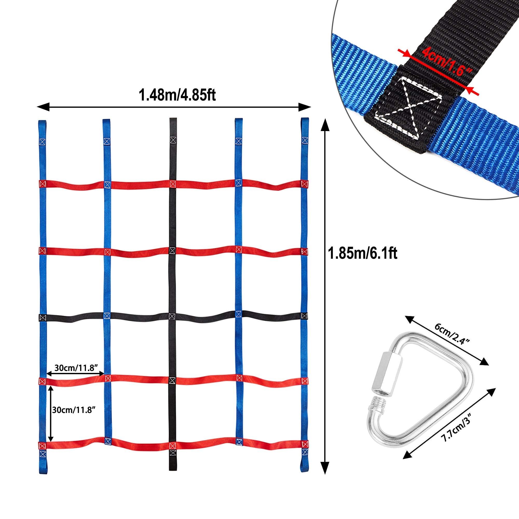 Mont Pleasant heavy-duty polyester cargo net with reinforced seams for long-lasting play.
