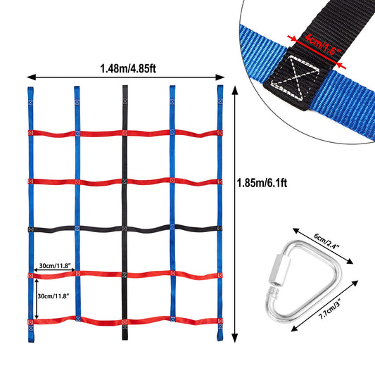 Mont Pleasant heavy-duty polyester cargo net with reinforced seams for long-lasting play.