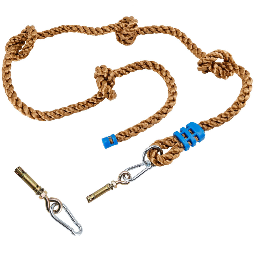 Mont Pleasant climbing rope with four knotted steps for safe outdoor play and balance training.
