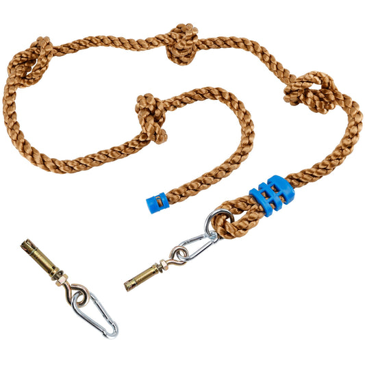 Mont Pleasant climbing rope with four knotted steps for safe outdoor play and balance training.