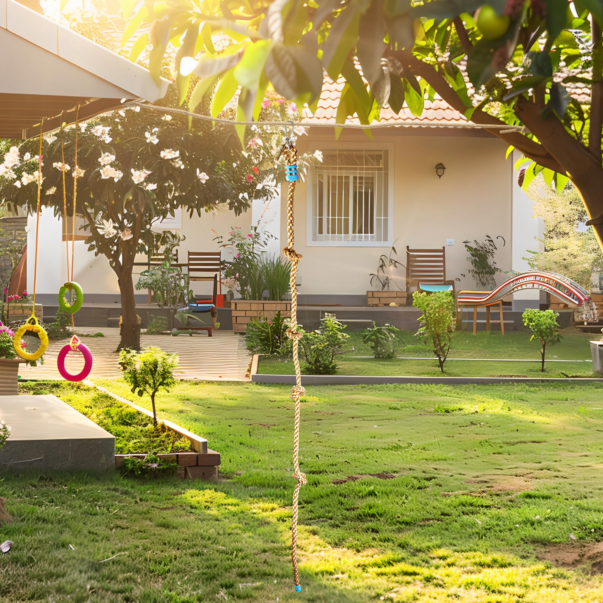 Mont Pleasant climbing rope motivates kids outdoors for active, imaginative play sessions.