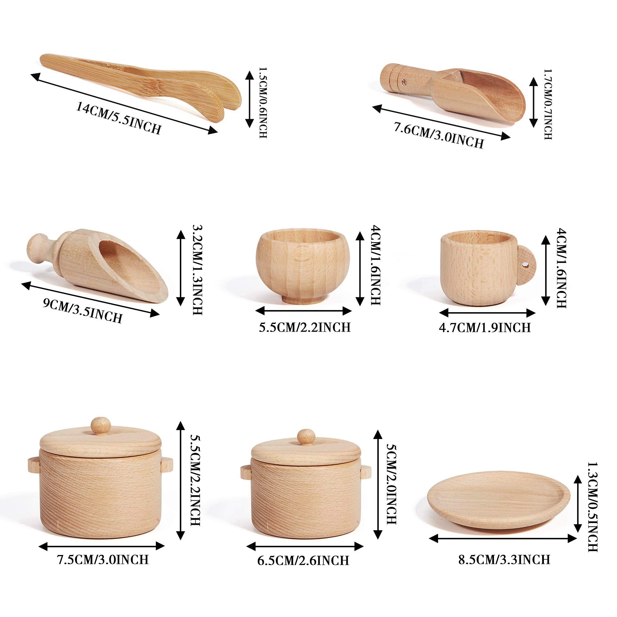 MONT PLEASANT wooden-dish-and-tongs for pouring and scooping play