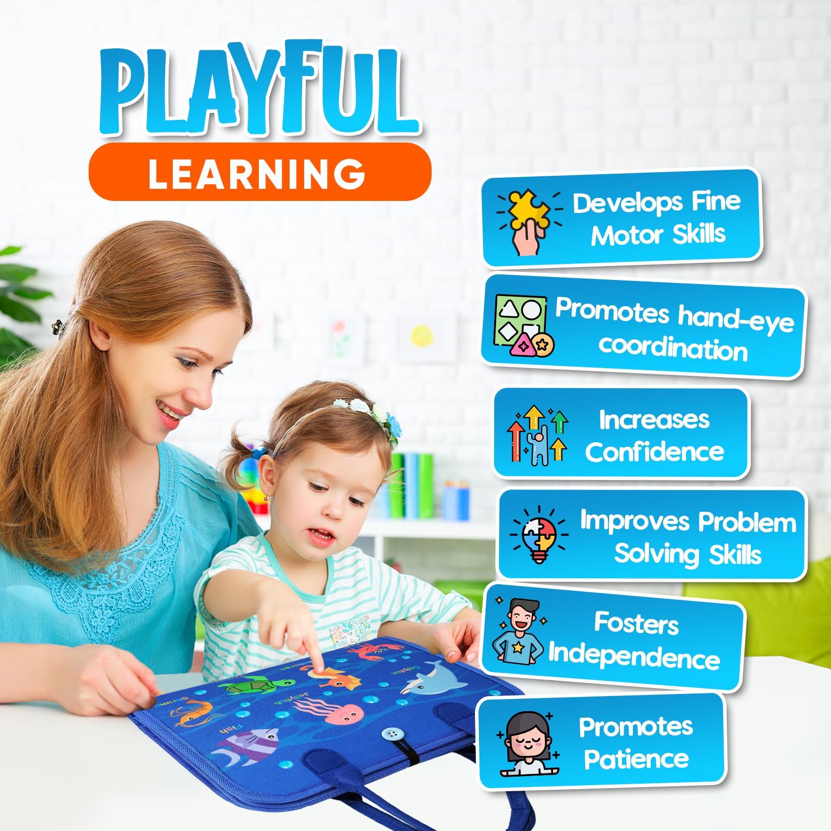 Montessori Busy Board colors and shapes support early math concepts