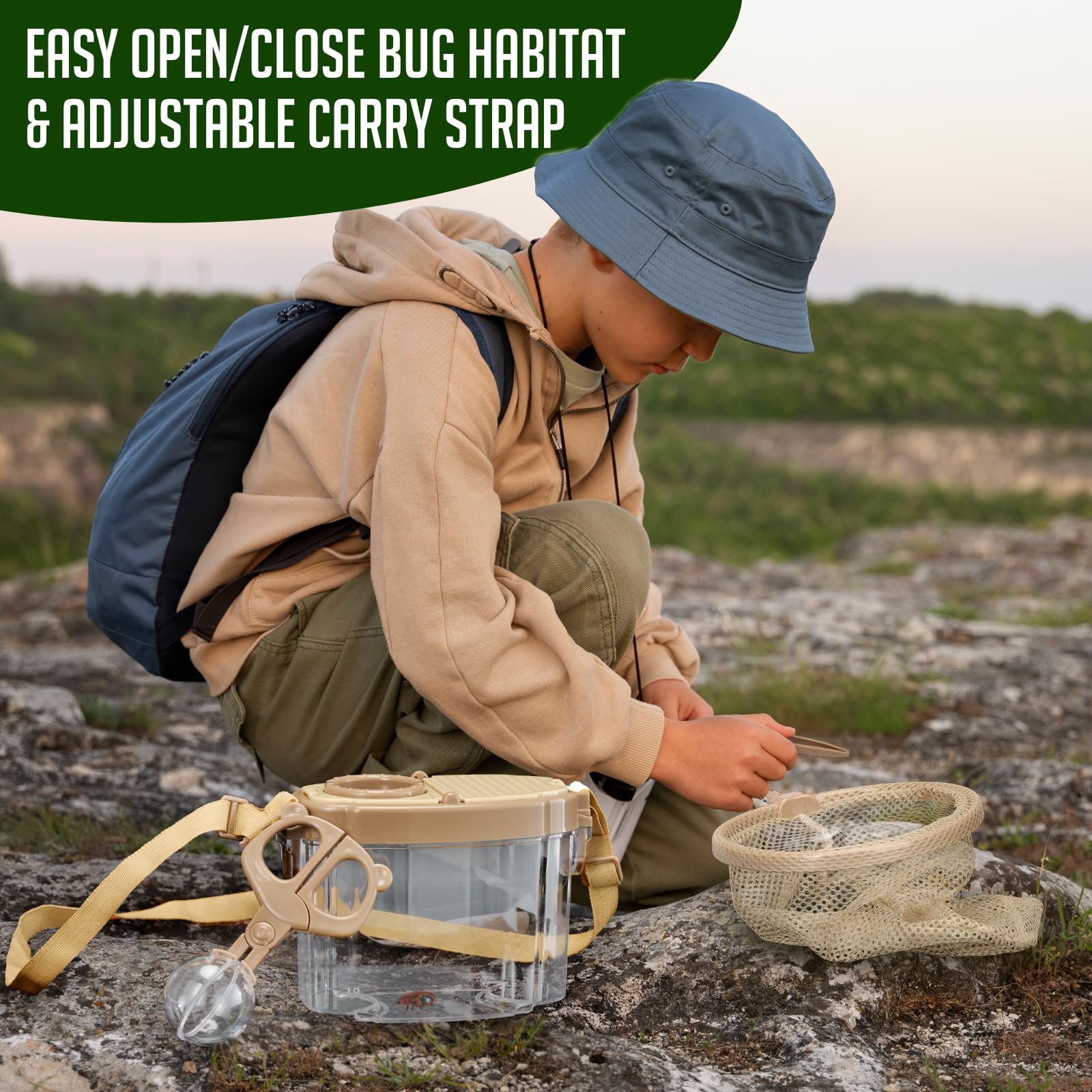 Montessori Mama bug habitat cage provides safe viewing of insects.