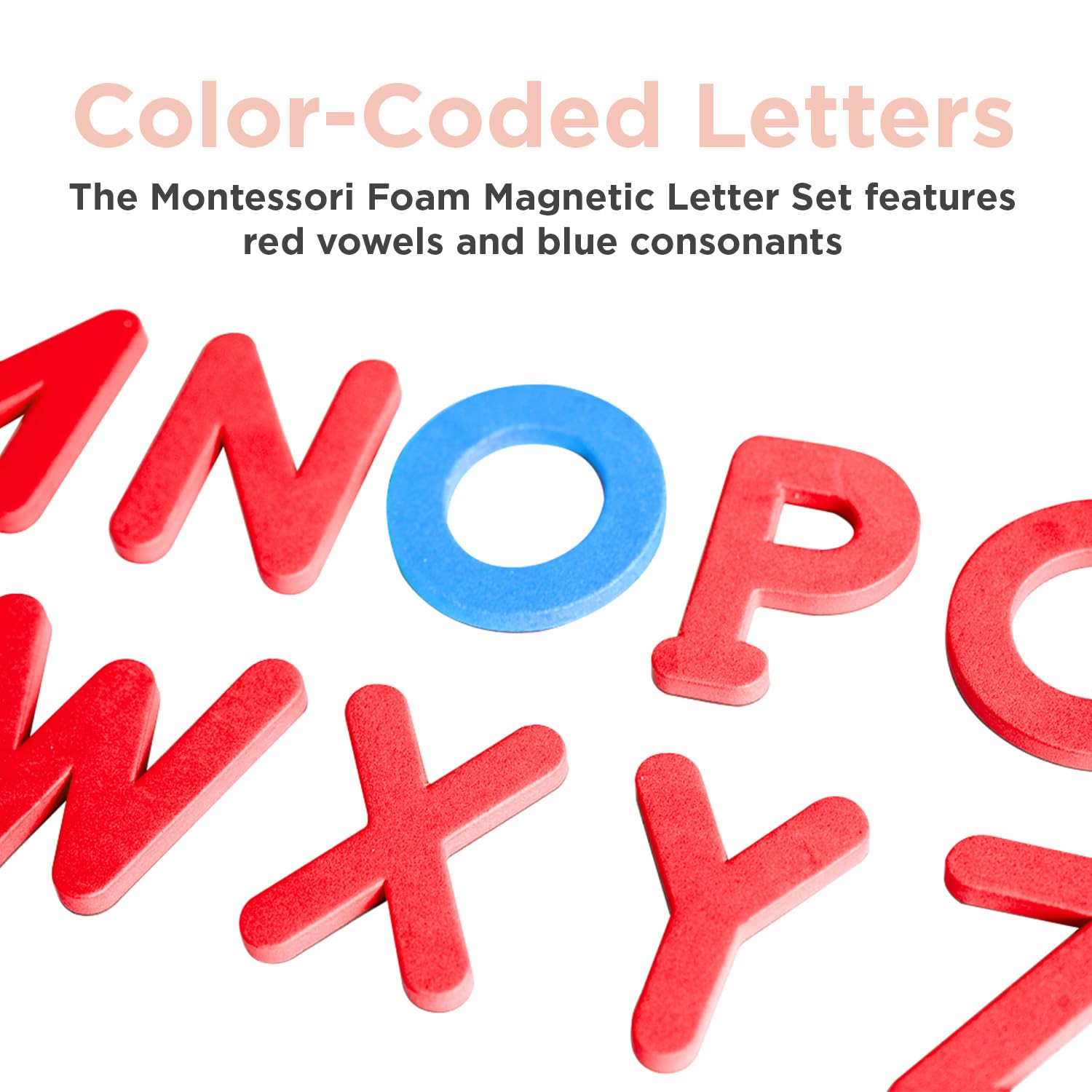 Montessori & Me learning activity with letters suitable for home or classroom use.
