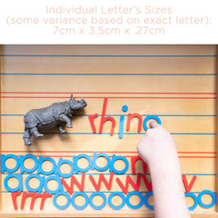 Montessori & Me Movable Alphabet lid-open provides a dual workspace for spacing.