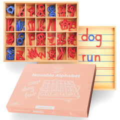Montessori & Me Movable Alphabet three-rows-lines organizes letter placement for early writing.