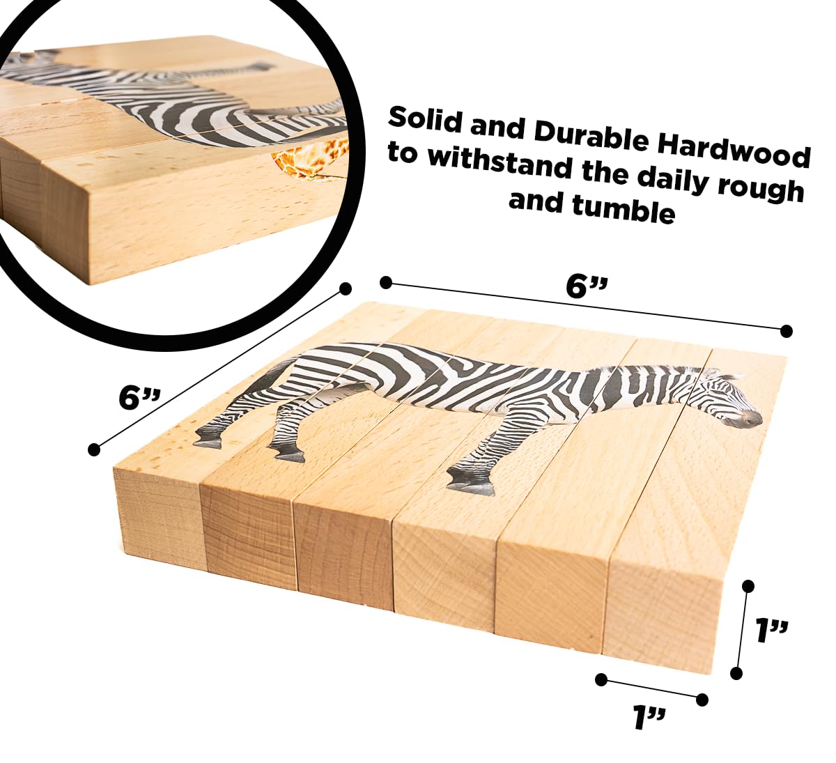Montessori & Me safari puzzle blocks with photo-realistic safari animals for discovery