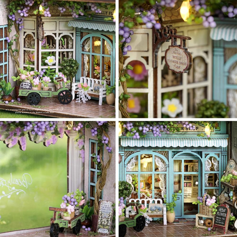 Montidey Molly Garden dollhouse open door revealing hidden tiny world