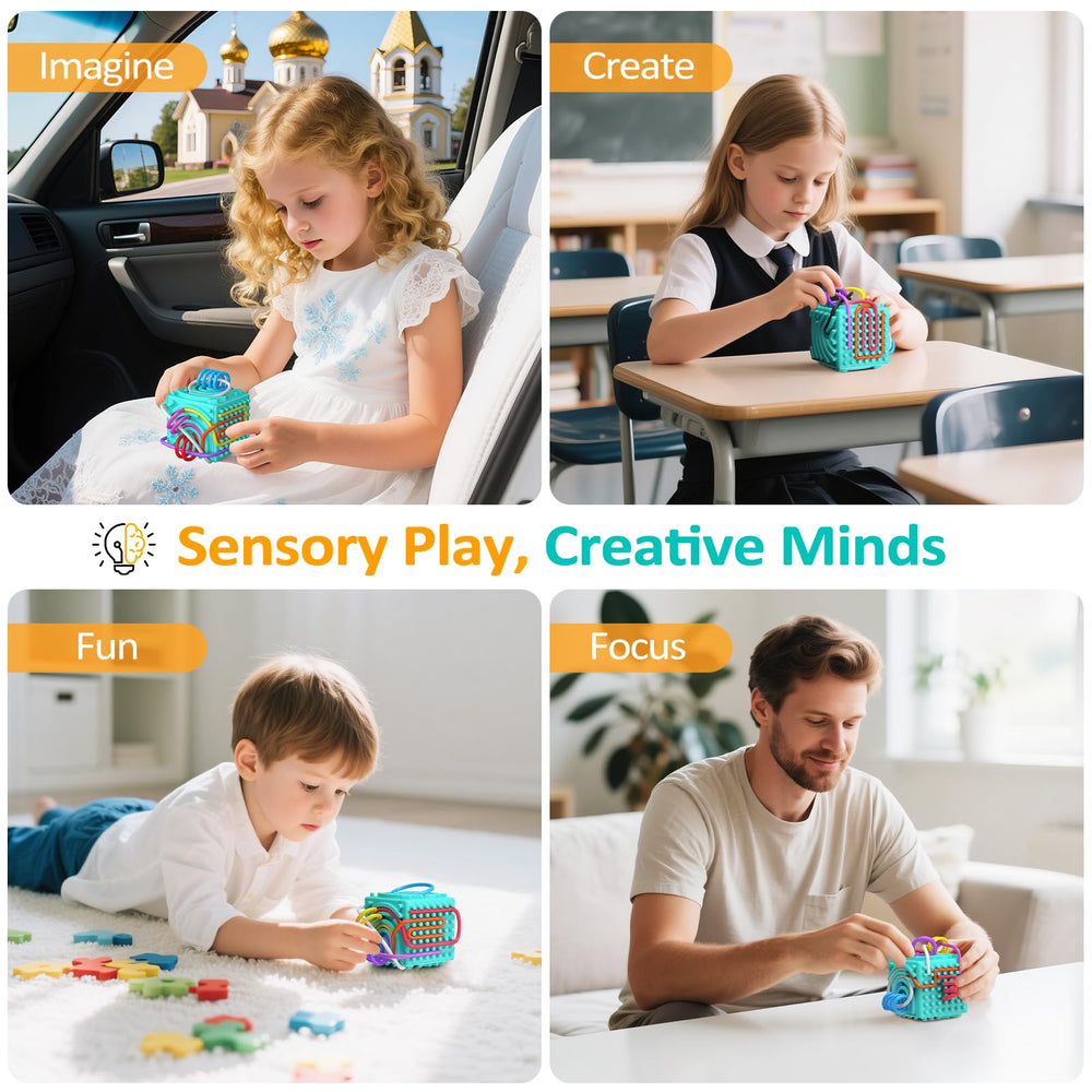MoodLife sensory strings built-in storage shown for mess-free play