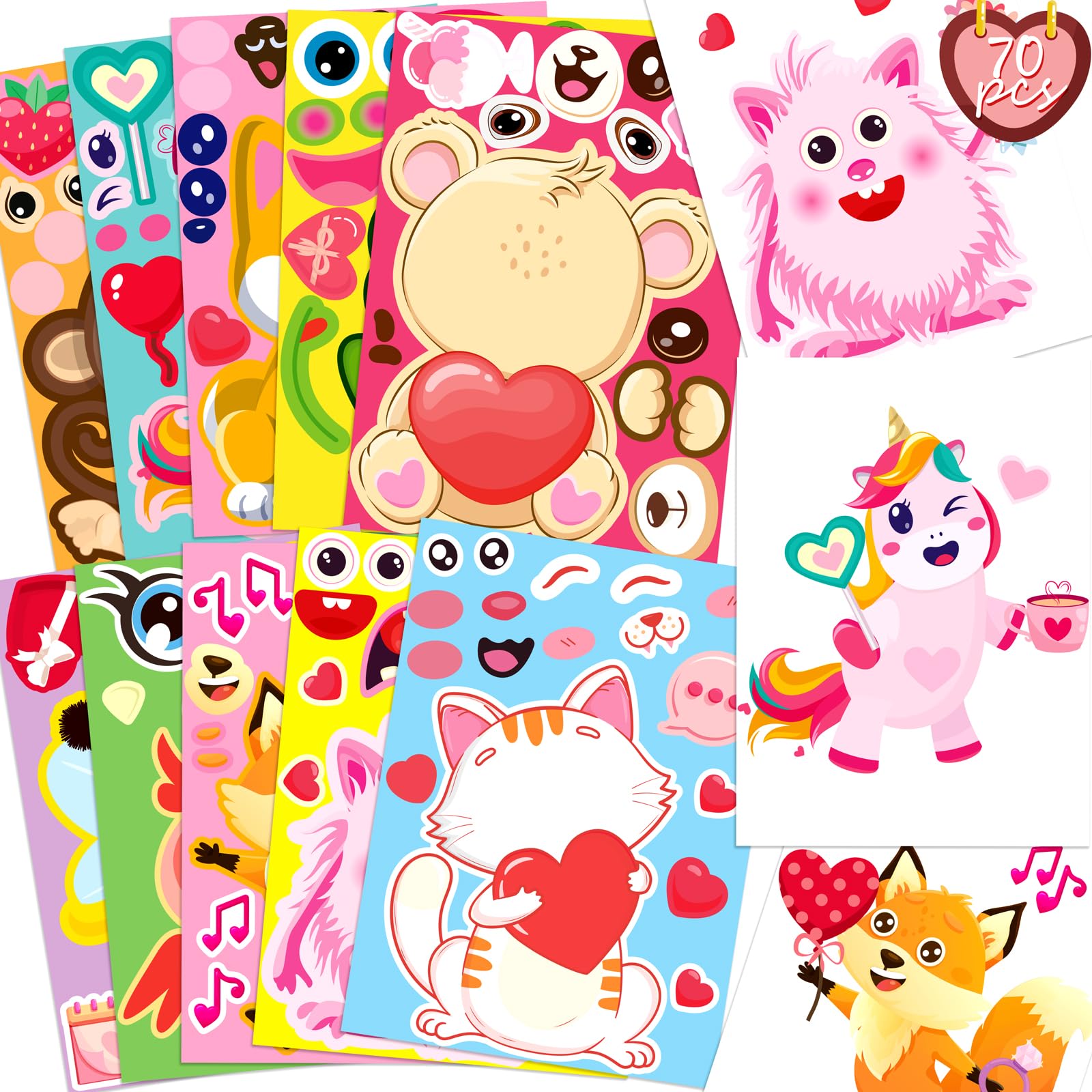 Moon Boat Valentines dog face stickers for kids crafts and party favors