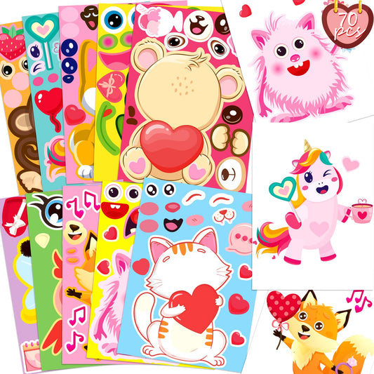 Moon Boat Valentines dog face stickers for kids crafts and party favors