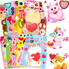 Moon Boat Valentines dog face stickers for kids crafts and party favors