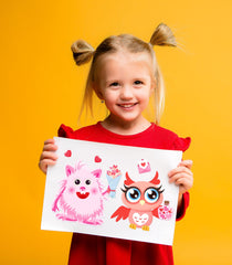 Moon Boat Valentines fox face stickers colorful classroom decor