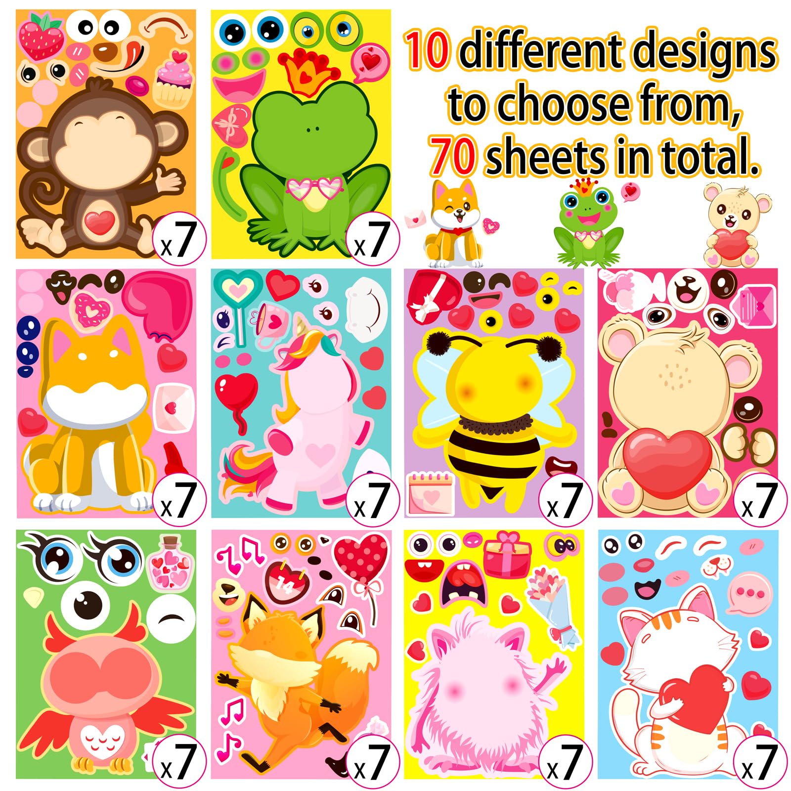 Moon Boat Valentines monster face stickers for DIY decorations