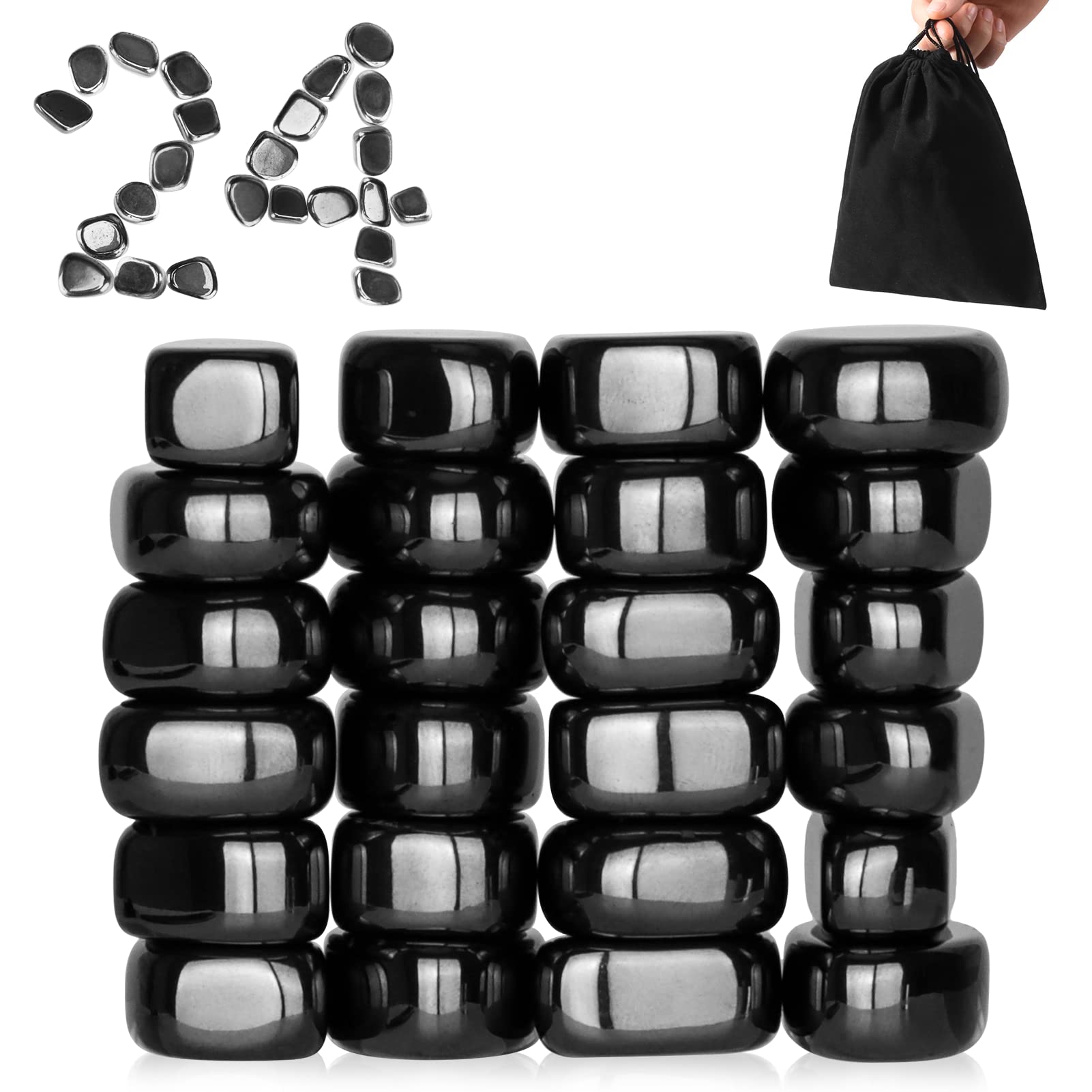 Moonhua 24pc black fridge hematite magnets for easy fridge organization.