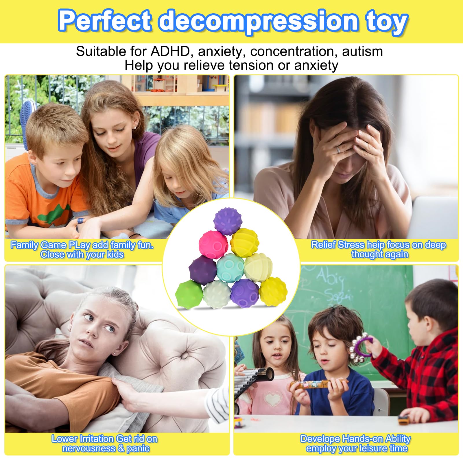 Moonhua Rainbow Texture Sensory Fidget Ball pink promotes mindful manipulation and creativity.