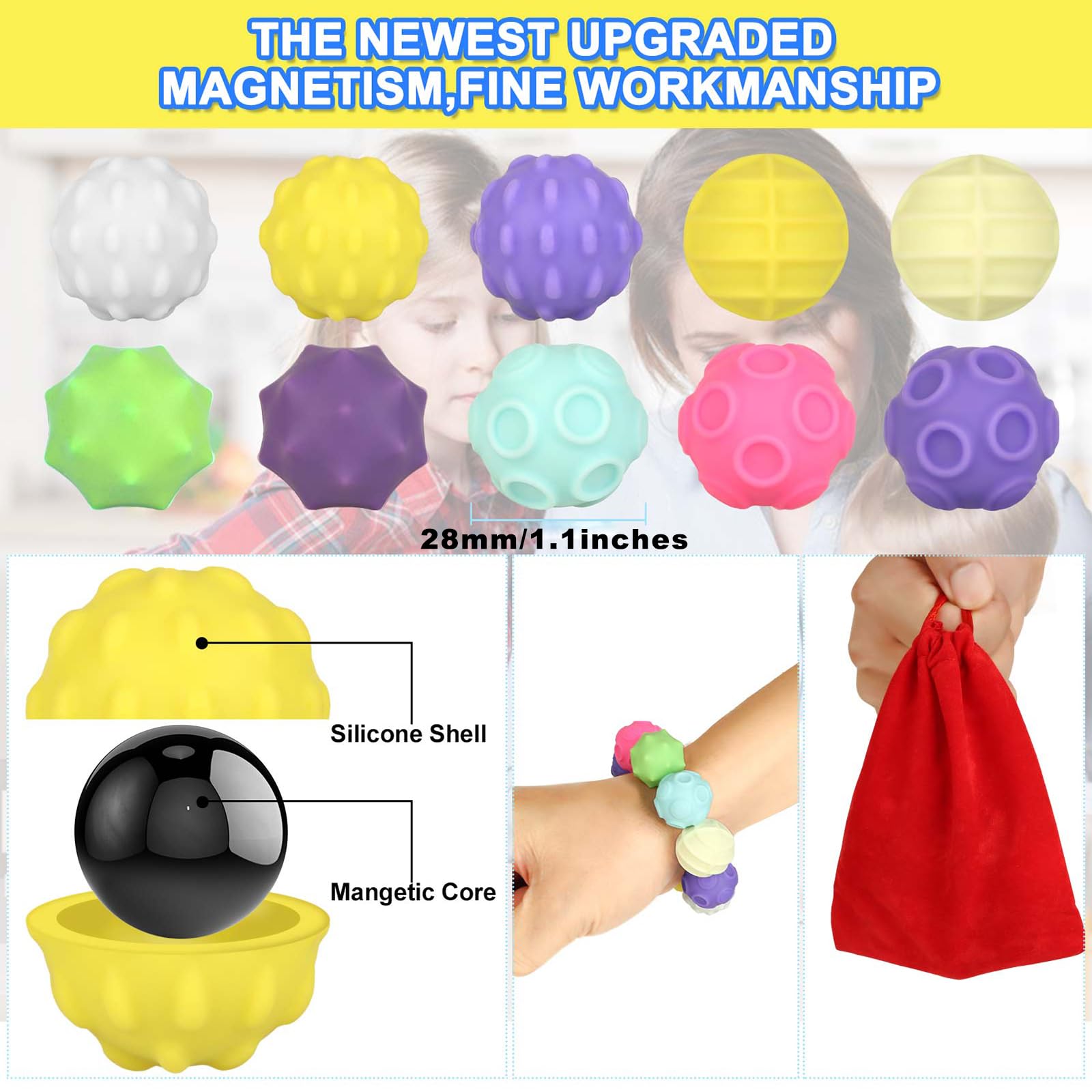 Moonhua Rainbow Texture Sensory Fidget Ball purple enhances concentration and tactile engagement.