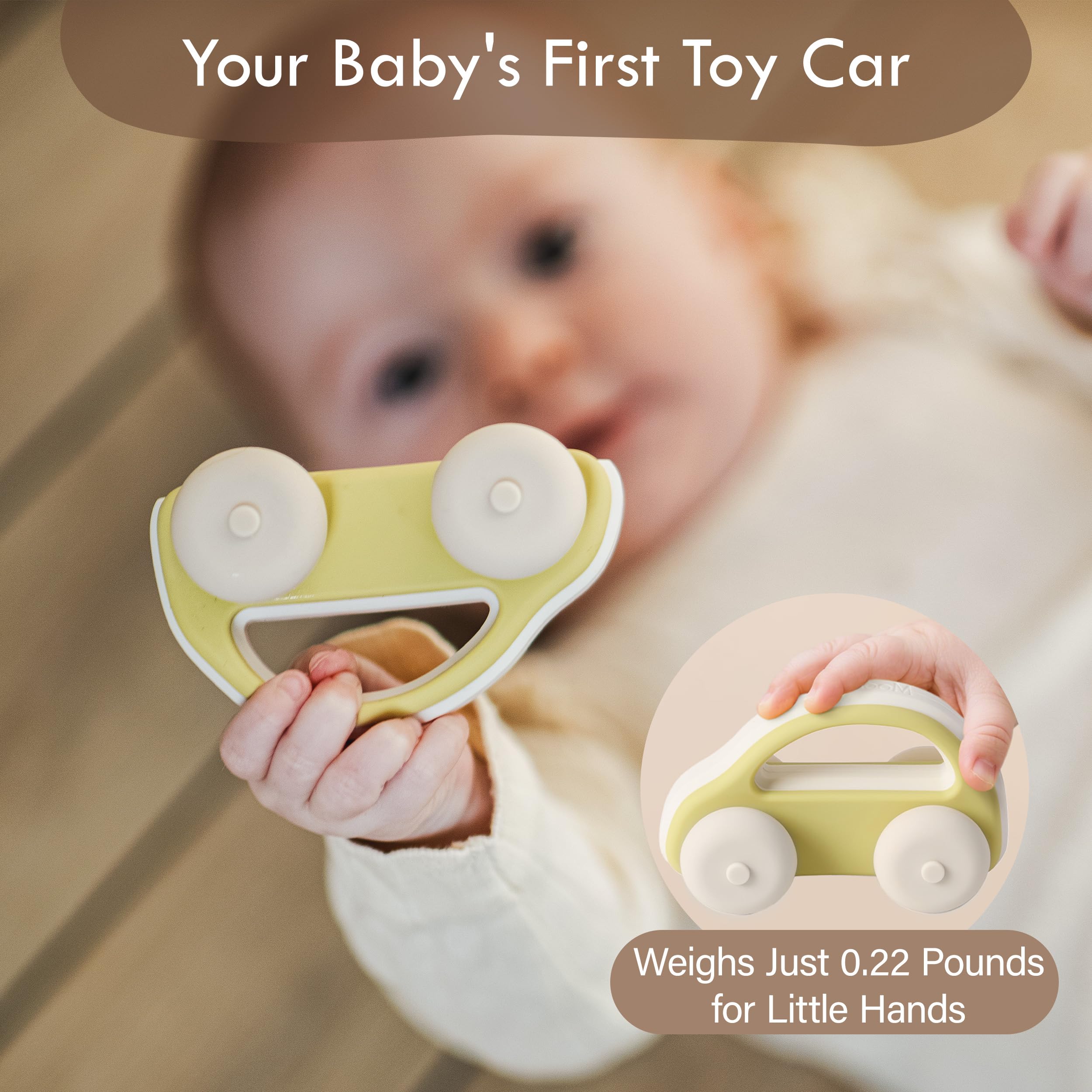 Moonkie packaging-ready silicone toy cars set as a baby gift